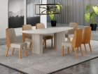 Conjunto Sala de Jantar &Iacute;sis 2,00m com 6 Cadeiras Tampo Org&acirc;nico Off White c/ Vidro 