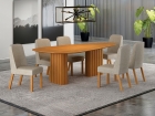 Conjunto Sala de Jantar &Iacute;sis 2,00m com 6 Cadeiras Tampo Org&acirc;nico s/ Vidro Cinamomo