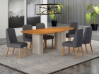 Conjunto Sala de Jantar &Iacute;sis 2,00m com 6 Cadeiras Tampo Org&acirc;nico s/ Vidro Cinamomo