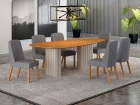 Conjunto Sala de Jantar &Iacute;sis 2,00m com 6 Cadeiras Tampo Org&acirc;nico s/ Vidro Cinamomo