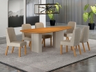 Conjunto Sala de Jantar &Iacute;sis 2,00m com 6 Cadeiras Tampo Org&acirc;nico s/ Vidro Cinamomo