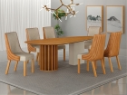 Conjunto Sala de Jantar Mesa Org&acirc;nica 180cm 6 Cadeiras Belle sem tampo vidro