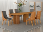 Conjunto Sala de Jantar Mesa Org&acirc;nica 180cm 6 Cadeiras Belle sem tampo vidro