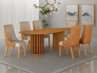 Conjunto Sala de Jantar Mesa Org&acirc;nica 180cm 6 Cadeiras Belle sem tampo vidro