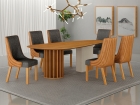 Conjunto Sala de Jantar Mesa Org&acirc;nica 200cm 6 Cadeiras Belle sem tampo vidro