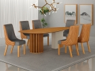 Conjunto Sala de Jantar Mesa Org&acirc;nica 200cm 6 Cadeiras Belle sem tampo vidro