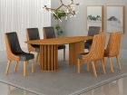 Conjunto Sala de Jantar Mesa Org&acirc;nica 200cm 6 Cadeiras Belle sem tampo vidro