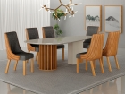 Conjunto Sala de Jantar Mesa Org&acirc;nica 200cm 6 Cadeiras Belle com tampo vidro