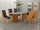 Conjunto Sala de Jantar Mesa Org&acirc;nica 200cm 6 Cadeiras Belle com tampo vidro