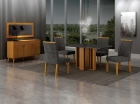 Conjunto Sala de Jantar Jade Gold 1,20m tampo Chumbo 4 Cadeiras Jade