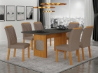 Conjunto Sala de Jantar Lara 1,60m com 6 Cadeiras Clara Plus