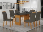 Conjunto Sala de Jantar Lara 1,60m com 6 Cadeiras Clara Plus