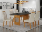 Conjunto Sala de Jantar Lara 1,60m com 6 Cadeiras Clara Plus