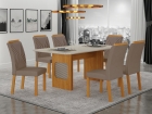 Conjunto Sala de Jantar Lara 1,60m com 6 Cadeiras Clara Plus