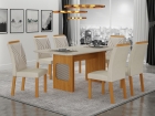 Conjunto Sala de Jantar Lara 1,60m com 6 Cadeiras Clara Plus