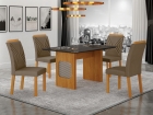 Conjunto Sala de Jantar Lara 1,20m tampo vidro chumbo com 4 Cadeiras Clara Plus