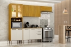 Cozinha Malta 4 Pe&ccedil;as Cristaleira 266 cm com Vidro Reflecta e LED