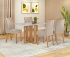 Conjunto Sala de Jantar Mesa Téssera 120 Tampo Vidro Off White com 4 Cadeiras Téssera - Lopas