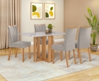 Conjunto Sala de Jantar Mesa Téssera 120 Tampo Vidro Off White com 4 Cadeiras Téssera - Lopas