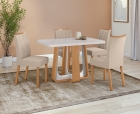 Conjunto Sala de Jantar Mesa Sintonia 120 Tampo Vidro Maxi Off com 4 Cadeiras Téssera - Lopas