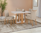 Conjunto Sala de Jantar Mesa Sintonia 120 Tampo Vidro Maxi Off com 4 Cadeiras Téssera - Lopas