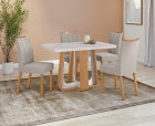 Conjunto Sala de Jantar Mesa Sintonia 120 Tampo Vidro Maxi Off com 4 Cadeiras Téssera - Lopas