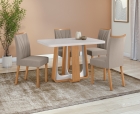 Conjunto Sala de Jantar Mesa Sintonia 120 Tampo Vidro Maxi Off com 4 Cadeiras Téssera - Lopas