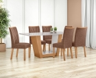 Conjunto Sala de Jantar Mesa Apogeu 170 Tampo Vidro Off White com 6 Cadeiras Apogeu - Lopas