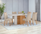 Conjunto Sala de Jantar Mesa Astrid 160 Tampo Vidro Maxi Off com 6 Cadeiras T&eacute;ssera - Lopas