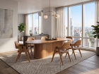SALA DE JANTAR VERONA 200CM COM 6 CADEIRAS MADEIRA MACIÇA RAVENA COURINO