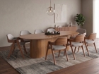 SALA DE JANTAR VERONA 220CM COM 8 CADEIRAS MADEIRA MACIÇA RAVENA LINHO