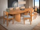 SALA DE JANTAR FLORENÇA 220CM COM 8 CADEIRAS MADEIRA MACIÇA VIENA LINHO