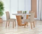 Conjunto Sala de Jantar Mesa Apogeu 120 Tampo Vidro Maxi Off com 4 Cadeiras T&eacute;ssera - Lopas