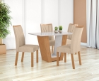 Conjunto Sala de Jantar Mesa Apogeu 120 Tampo Vidro Off White com 4 Cadeiras Apogeu - Lopas