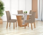 Conjunto Sala de Jantar Mesa Apogeu 120 Tampo Vidro Off White com 4 Cadeiras Apogeu - Lopas