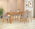 Conjunto Sala de Jantar Mesa Athenas 180 Tampo Vidro Off White com 6 Cadeiras Téssera - Lopas