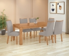 Conjunto Sala de Jantar Mesa Athenas 180 Tampo Vidro Off White com 6 Cadeiras Apogeu - Lopas