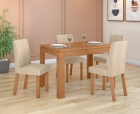 Conjunto Sala de Jantar Mesa Athenas 120 Tampo Vidro Off White com 4 Cadeiras Laini - Lopas