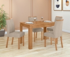 Conjunto Sala de Jantar Mesa Athenas 120 Tampo Vidro Off White com 4 Cadeiras Téssera - Lopas