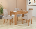 Conjunto Sala de Jantar Mesa Athenas 120 Tampo Vidro Off White com 4 Cadeiras Apogeu - Lopas