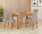 Conjunto Sala de Jantar Mesa Athenas 120 Tampo Vidro Off White com 4 Cadeiras Apogeu - Lopas