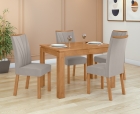 Conjunto Sala de Jantar Mesa Athenas 120 Tampo Vidro Off White com 4 Cadeiras Apogeu - Lopas