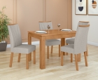 Conjunto Sala de Jantar Mesa Athenas 120 Tampo Vidro Off White com 4 Cadeiras Apogeu - Lopas