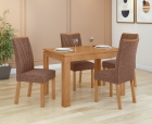 Conjunto Sala de Jantar Mesa Athenas 120 Tampo Vidro Off White com 4 Cadeiras Apogeu - Lopas