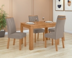 Conjunto Sala de Jantar Mesa Athenas 120 Tampo Vidro Off White com 4 Cadeiras Apogeu - Lopas