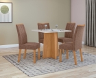 Conjunto Sala de Jantar Mesa Celebrare 90 Tampo Vidro Off White com 4 Cadeiras Apogeu - Lopas
