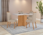 Conjunto Sala de Jantar Mesa Celebrare 120 Tampo Vidro Maxi Off com 4 Cadeiras Bonna - Lopas