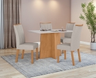 Conjunto Sala de Jantar Mesa Celebrare 120 Tampo Vidro Off White com 4 Cadeiras Apogeu - Lopas