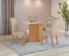 Conjunto Sala de Jantar Mesa Celebrare 120 Tampo Vidro Off White com 4 Cadeiras Apogeu - Lopas