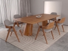 SALA DE JANTAR SANTORINI 180CM COM 6 CADEIRAS MADEIRA MACI&Ccedil;A RAVENA CINAMOMO LINHO